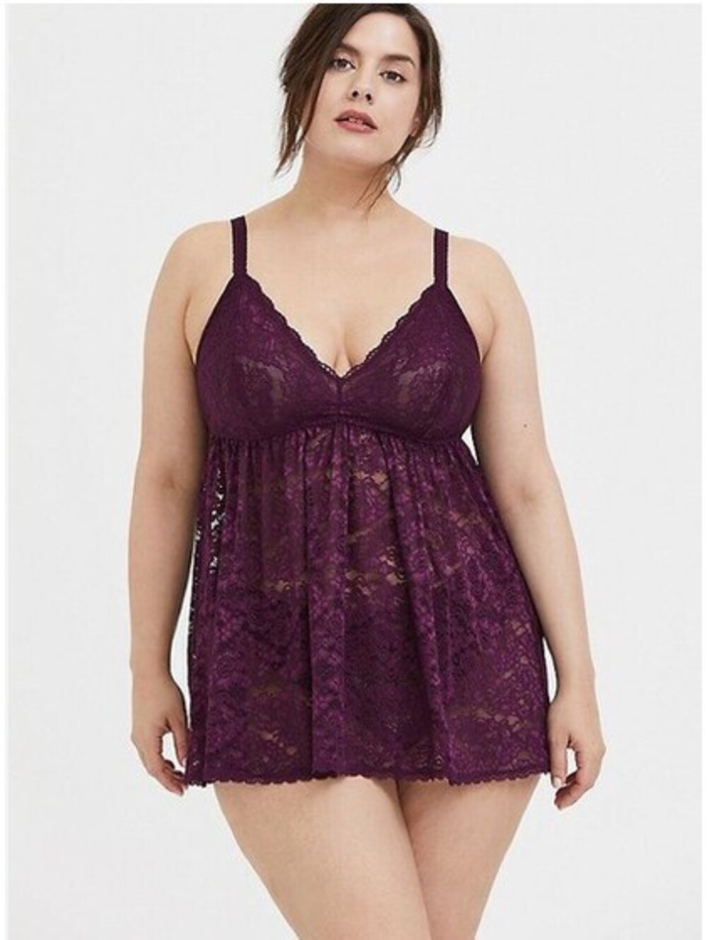 Torrid Curve Size 2 Elegant Lace Underwire Babydoll in Deep Purple